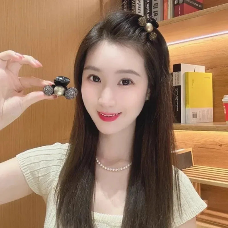 Korean 1/2pcs Sweet Black Red Bow Small Hair Claw Clip Princess Velvet Bow Hair Clip Claw Clamp Headwear Girls Women