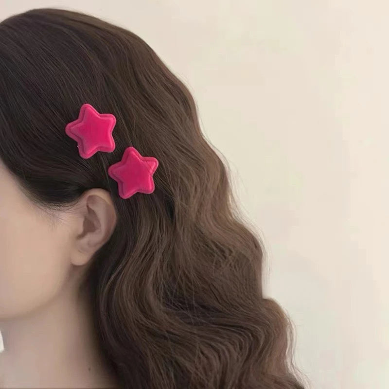 2pcs Sweet Pink Bow Star Hairpin for Girls Women Y2k Korean Style Heart Hair Clip Barrette Side Clip Headwear Hair Accessories
