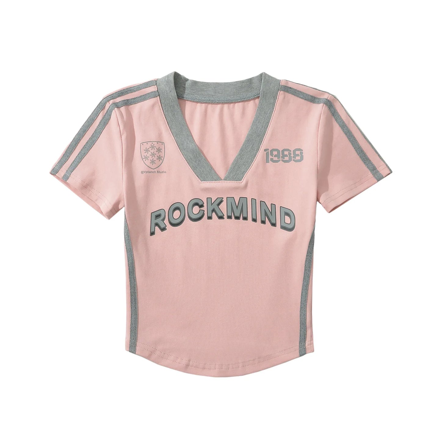 HLJ&GG Y2K American Vintage Letter Print Two Piece Sets Women V Neck Short Sleeve Slim Crop Top And Tassels Skinny Pants Outfits