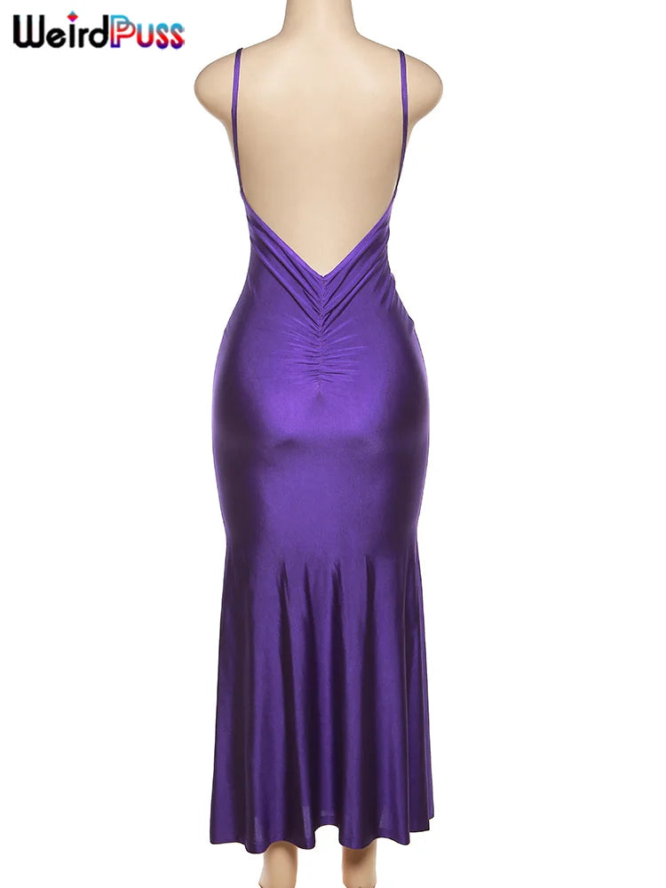 Backless V-Neck Mermaid Evening Maxi Dress — Women's Prom