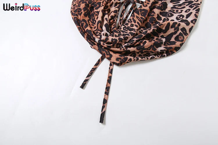 Weird Puss Halter Backless Tank Tops Women Sexy Hipster Swing Collar Leopard Print Summer Trend Hot Chick Wild Streetwear Vest