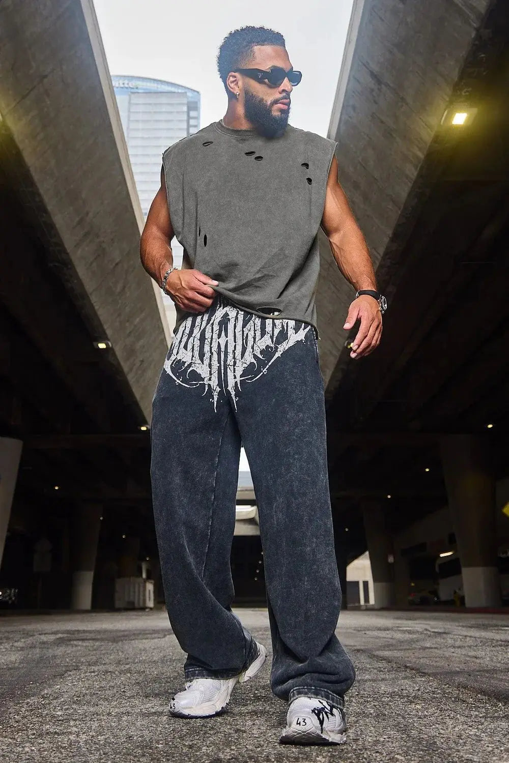 American Style Men's Sports Pants Joggers Muscle Fitness Casual Long Pants Loose Straight Pants Street Fashion Trendy Men's Pant