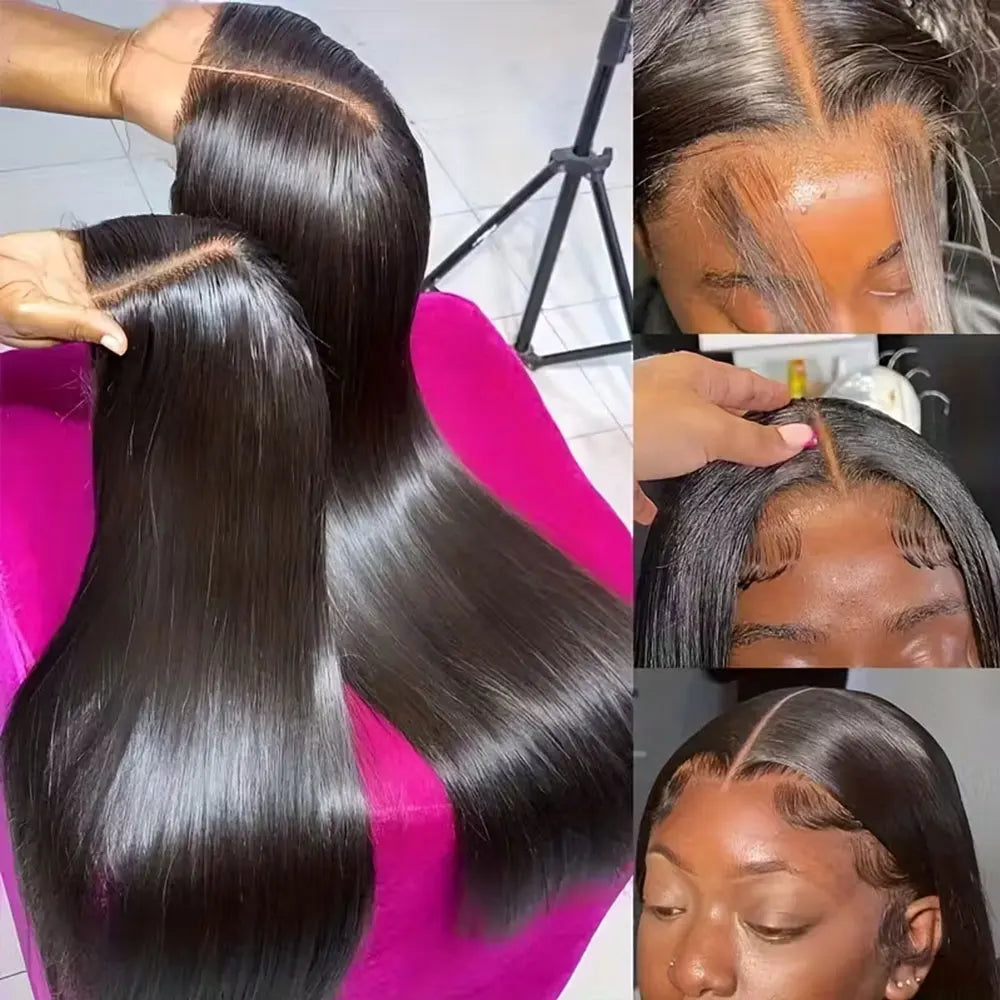 16-42 Inches 5x5 Lace Closure Wigs Bone Straight Wig 13x4 13x6 Transparent Lace Frontal WigBrazilian Human Hair Wear And Go Ready To Wear PrePlucked Natural Hairline
