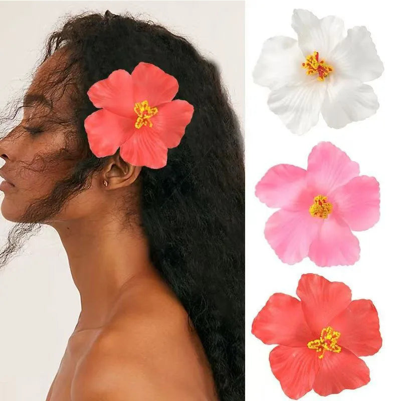 New 10cm Simulated Flower Hair Clip Headband Colorful Flower Swimsuit Tourist Beach Photography Hair Accessory for Beach Travel