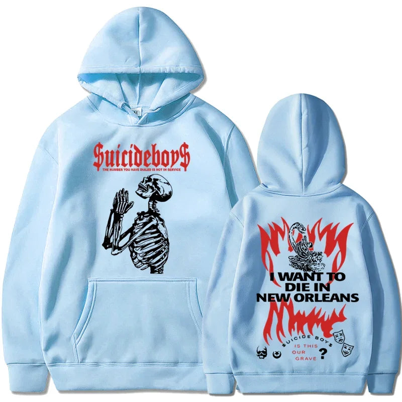 2025 new hoodie Suicide boy Wearing a hood, I want to die in New Orleans, super fashionable hoodie