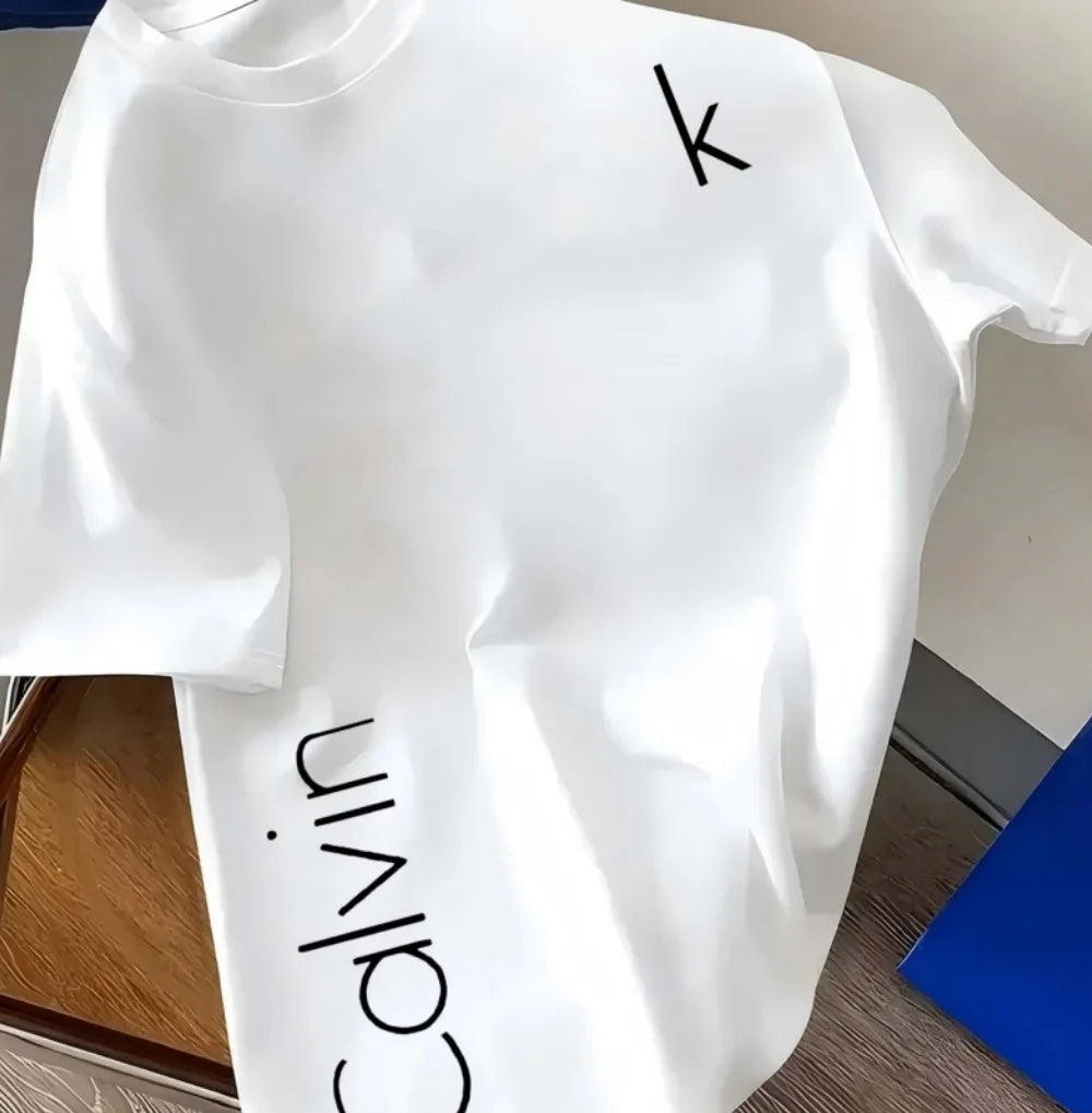 The latest CK letter creative mesh round-neck T-shirt with a fashionable positioning and printing in 2025 is a quick-drying garm