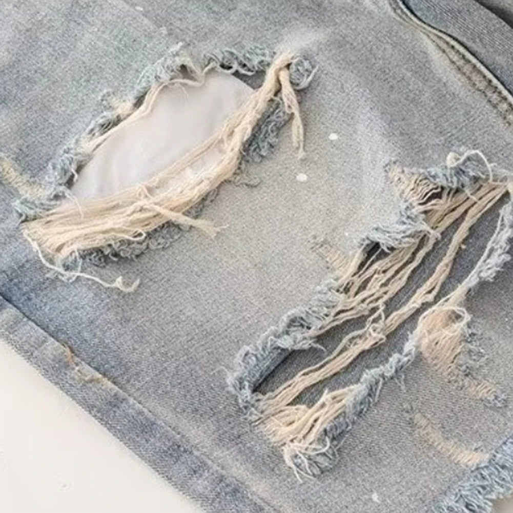 Summer Distressed Shorts Fashion Slim mens Ripped Short Vintage Streetwear