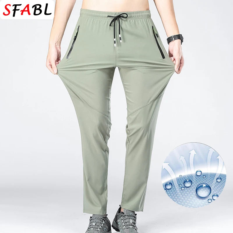 5XL High Stretch Outdoor Sport Hiking Pants Men Zipper Pockets Trousers Men Summer Thin Quick Dry Men's Pants Trekking Fishing