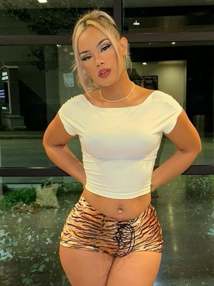 Weird Puss Tiger Stripes Fashion Mini Shorts Women Sexy Bandage Skinny Peach Hip Bottoms Hottie Midnight Hipster Party Outfits