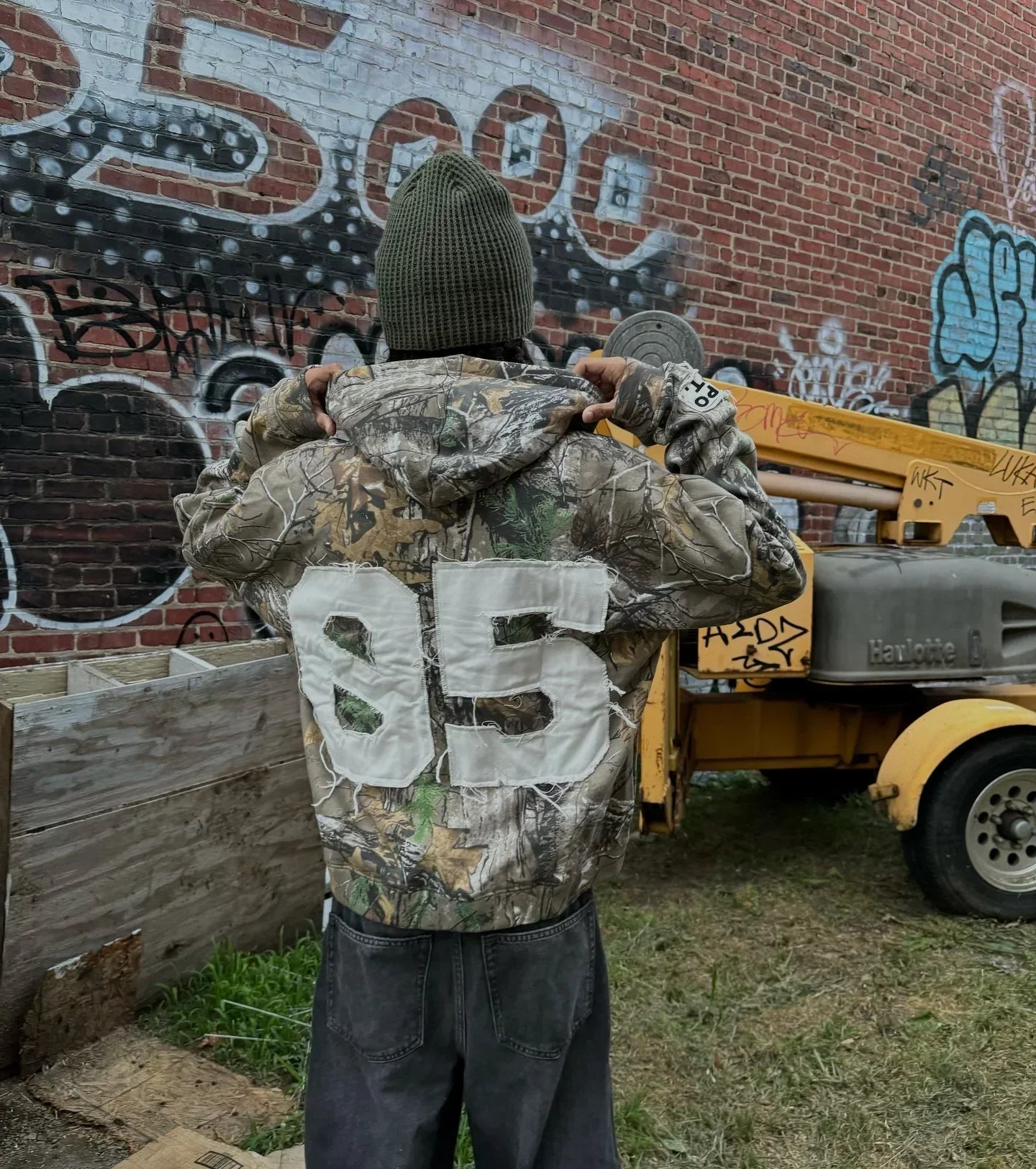 Oversized Camouflage Splicing Craft Sweatshirt Ultra-loose Hoodie American Street Rock Personality Harajuku General Y2K Clothing