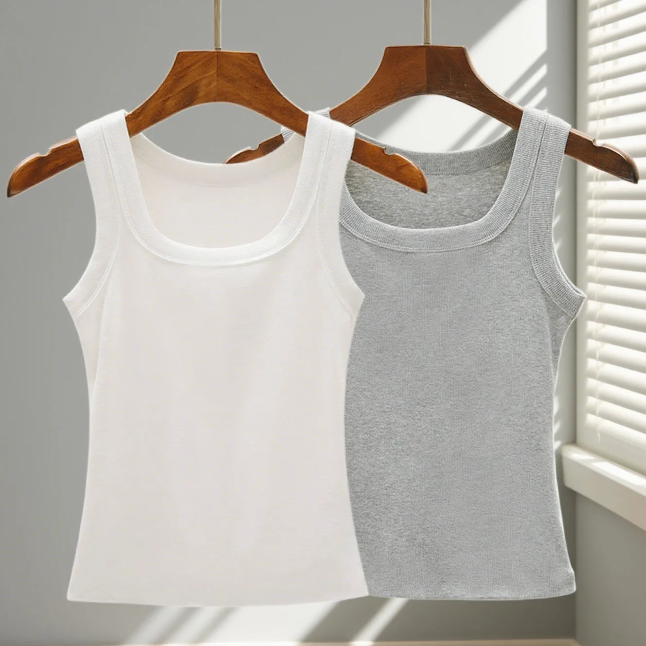 2PCS 100% Cotton Solid Color Washed Vest Womens Summer Casual Tank Top Y2K Sleeveless Clothes Soft Comfortable Sportswear