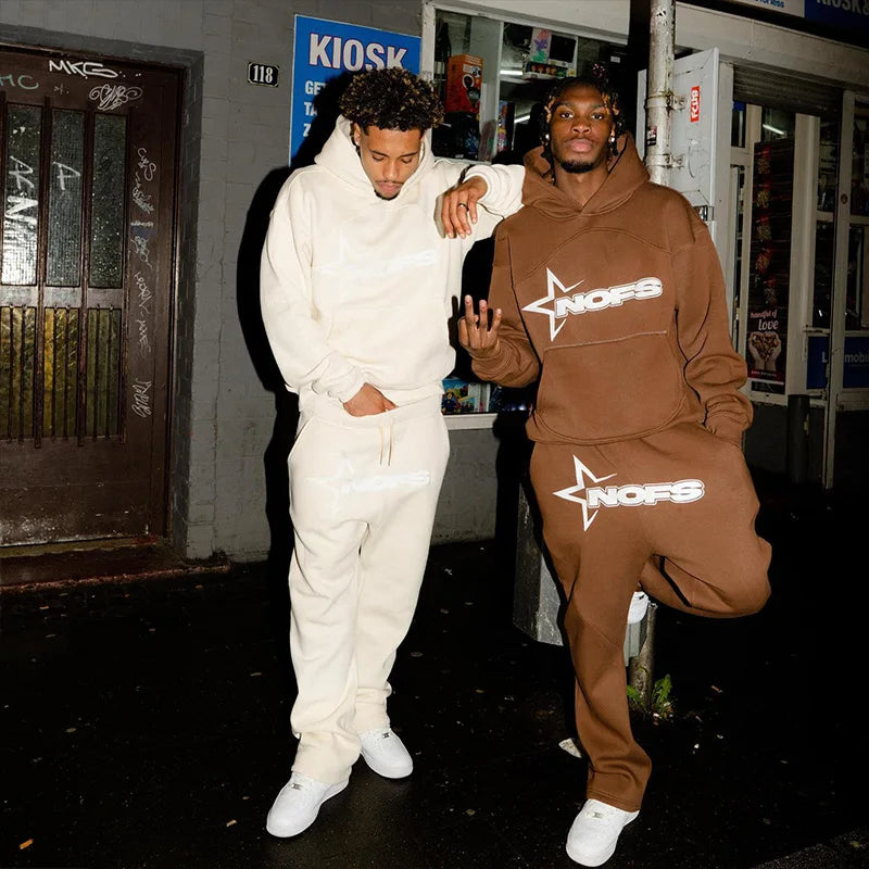 2024 New sweatsuit Letter Printing Streetwear Y2K Men's Hip Hop Oversized Hoodie Sweatshirt Sweatpant Casual Pants Sportswear