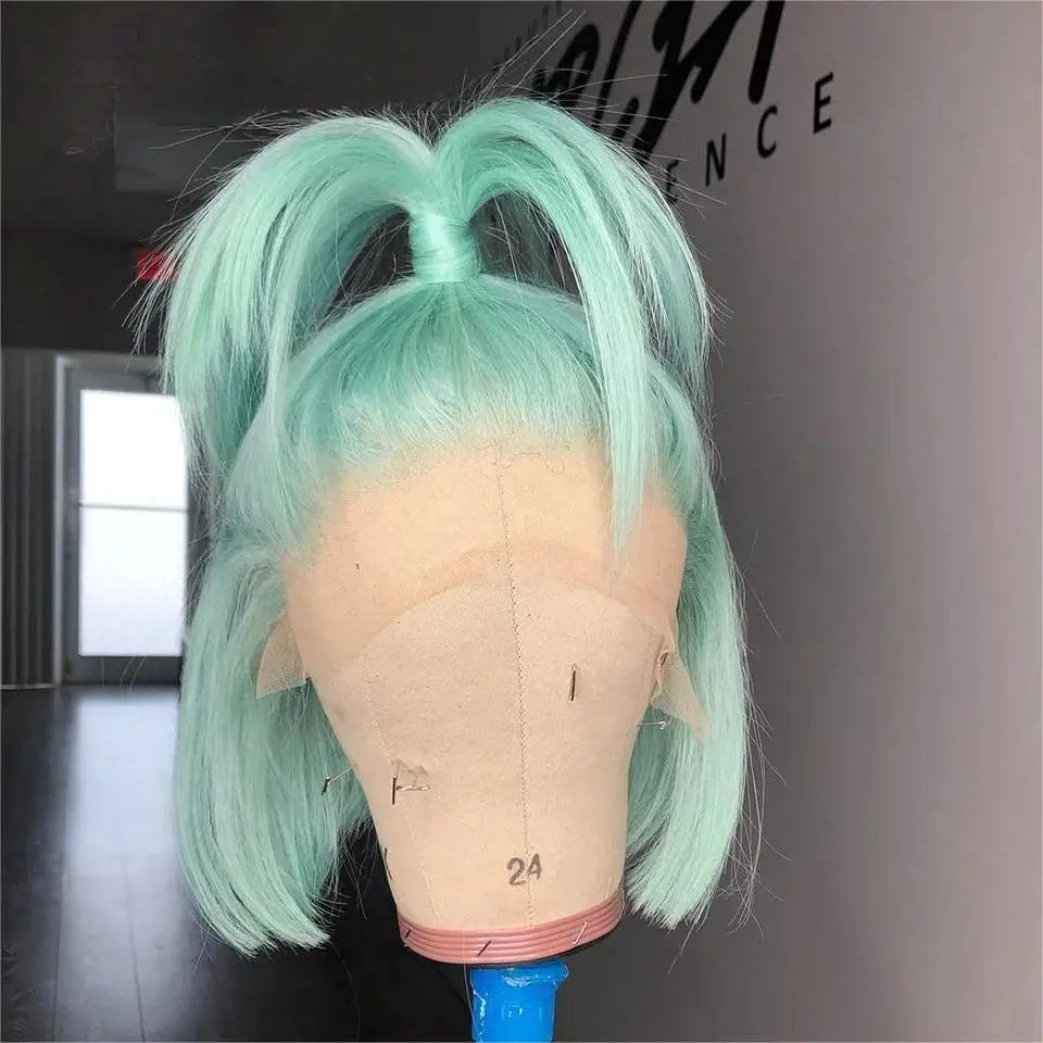 Pink Colored Lace Front Wig Mint Green Short Straight Bob Human Hair Wigs 613 Blonde Platinum HD Transparent Lace Frontal Wig