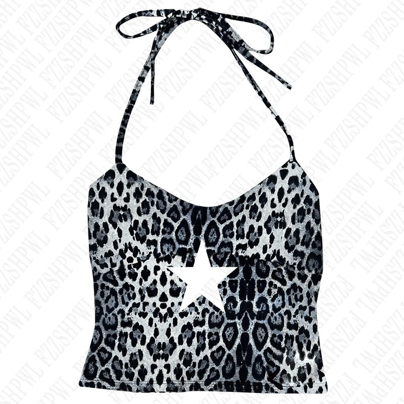 Gothic Star Print Streetwear Vintage Harajuku Punk Grunge Crop Top Casual Women's T-Shirt E-girl Baby Tee Slim Y2k Clothes