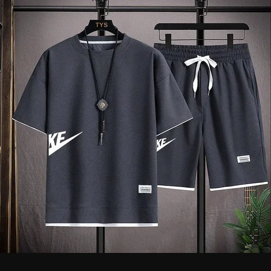 2025 Summer Men's Suit Casual Fashion Sportswear Men's Short-sleeved T-shirt + Sports Shorts Casual Men's Jogging Suit