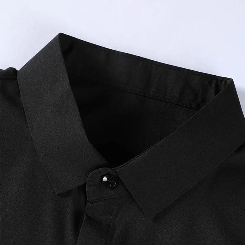 New Men's Business Casual Solid Color Short Sleeved Shirt for Summer Fashion No Ironing Comfortable and Versatile Top