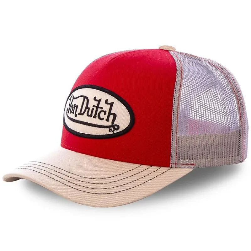 2026 New Casual Fashion VON Baseball Cap Breathable Shade Alphabet Embroidery Sunblock Mesh Embroidered DUTCH Trucker Hat