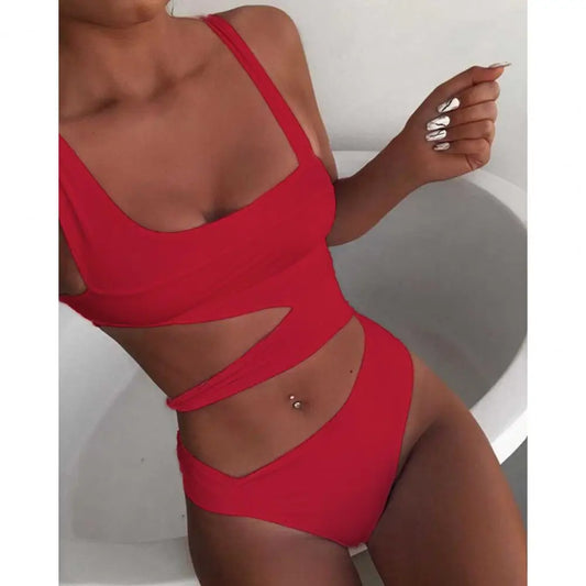 One Piece Women Swimsuit Sexy Stain Resistant Shoulder Strap Bikini Set Slim Fit Push Up Summer Beachwear For Holiday