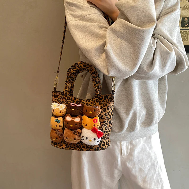 Cartoon Crossbody Bag Fashion Leopard Print Handbag for Girls Cute Women Toddler Shoulder Purse Travel Handbag Gift