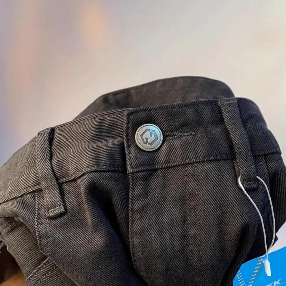 Spring Autumn Men's Elastic Slim Fit Casual Jeans Trendy Loose High End Brand Fashionable Long Trousers Popular Style