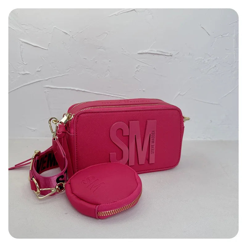 2024 Spring/Summer New Fashion Camera Bag with Wide Shoulder Strap, Lettering, Small Square Bag, Crossbody Bag