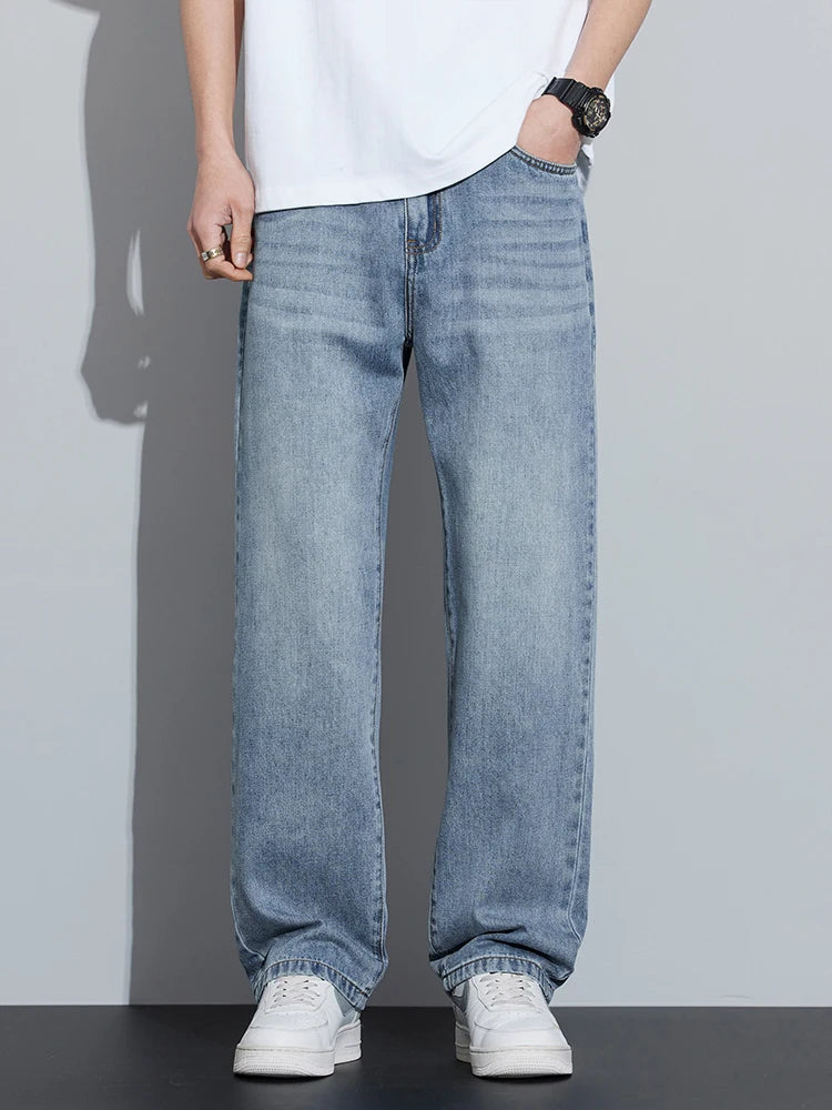 2025 Spring/Summer New Men's Lyocell Loose Jeans Summer Thin Breathable Straight denim Retro Business Casual Fashion Korean M