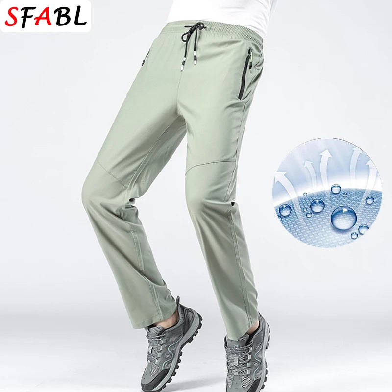 5XL High Stretch Outdoor Sport Hiking Pants Men Zipper Pockets Trousers Men Summer Thin Quick Dry Men's Pants Trekking Fishing