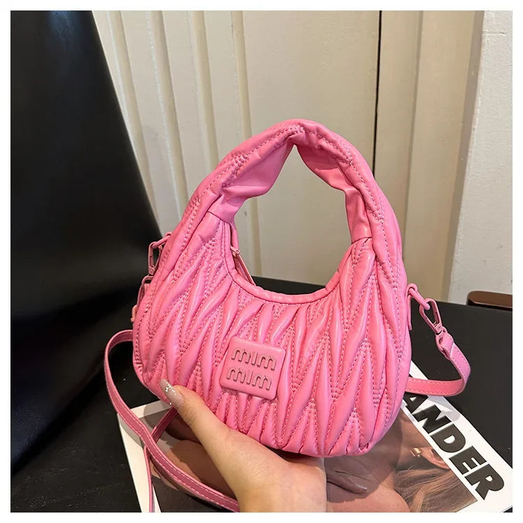 2025 New! Women's Niche Pleated Dumpling Bag – Mini Portable, Summer Trendy, Lightweight Fabric & Easy-Carry Messenger