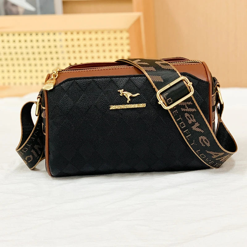 Famous Designer Women Messenger Bag PU Leather Checkered Crossbody Shoulder Bag