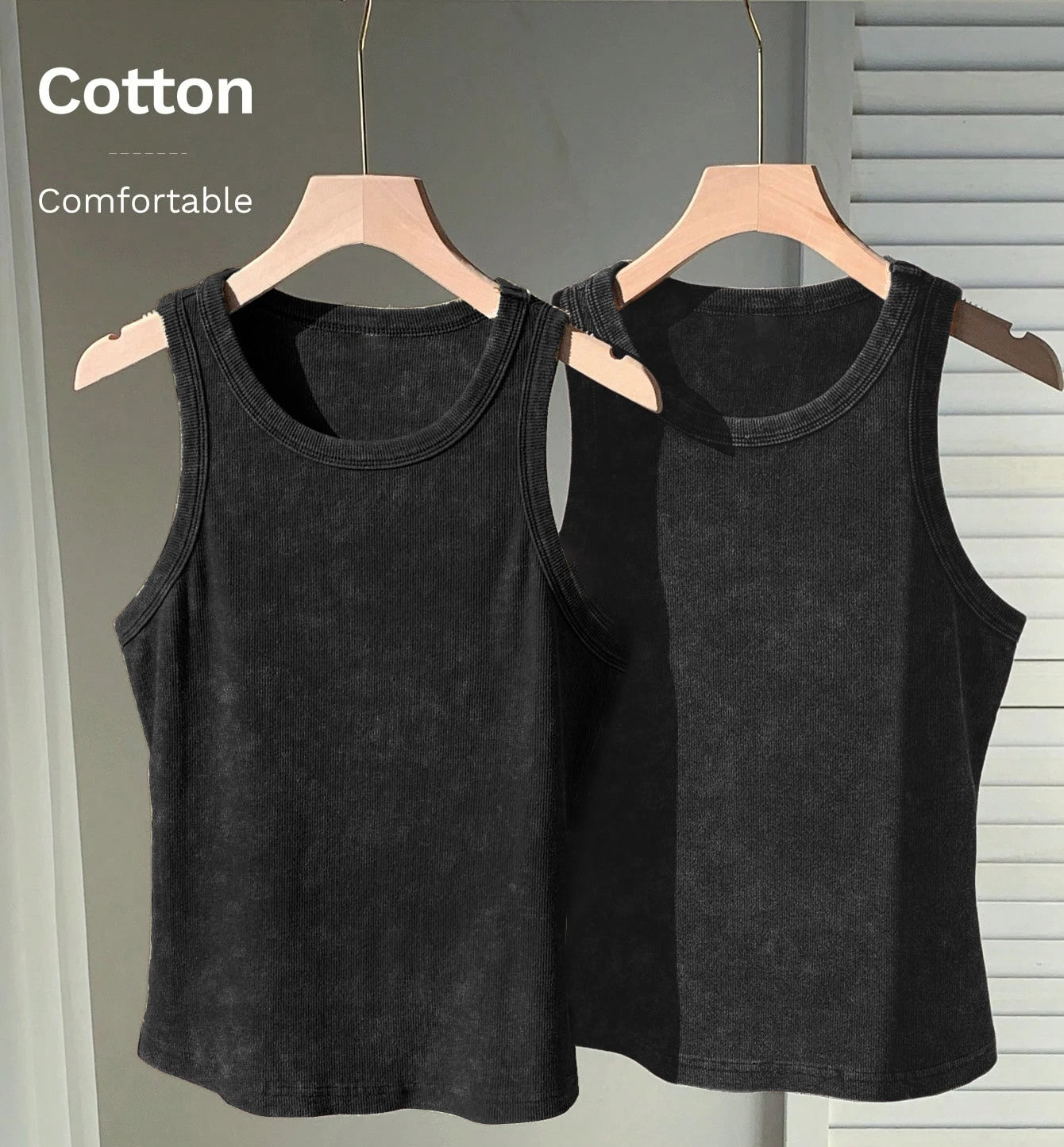 2PCS 100% Cotton Solid Color Washed Vest Womens Summer Casual Tank Top Y2K Sleeveless Clothes Soft Comfortable Sportswear