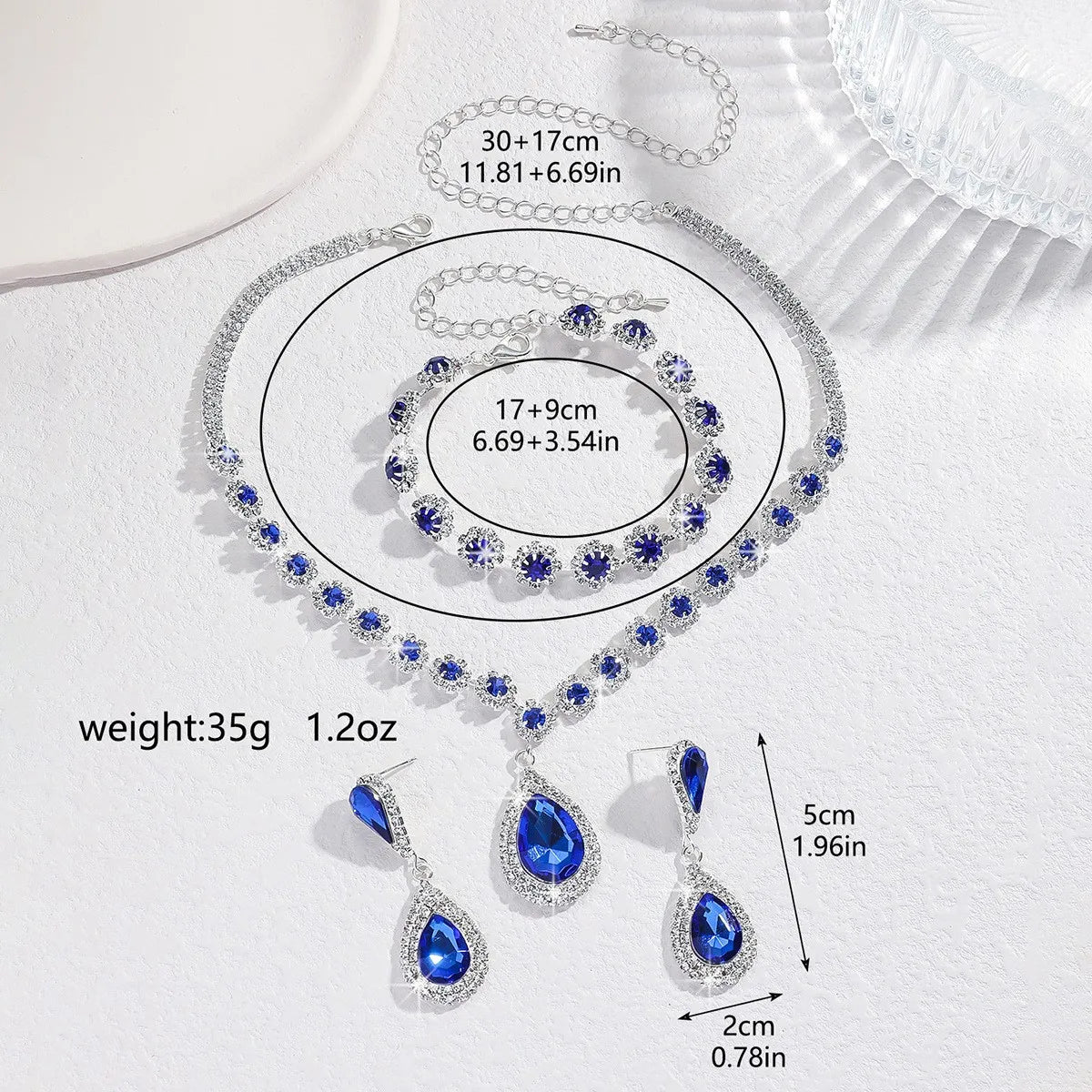 Simple and atmospheric water droplet necklace earrings two-piece set as a surprise birthday gift for girlfriend and best friend