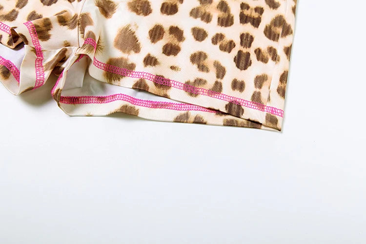 Weird Puss Letter Print Women Tracksuit 2Piece Set Leopard Zip Hooded Jacket+Biker Shorts Matching Street Stretch Activity Suits