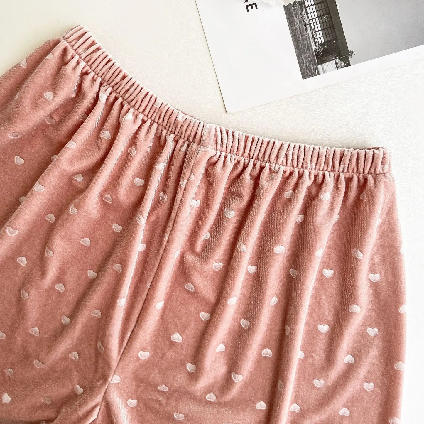 Velvet Dot Print 2Pcs Top&pants Lady Warm Home Clothes Autumn Winter New Pajamas Sexy Trousers Suit Loose Sleepwear Women Pjs