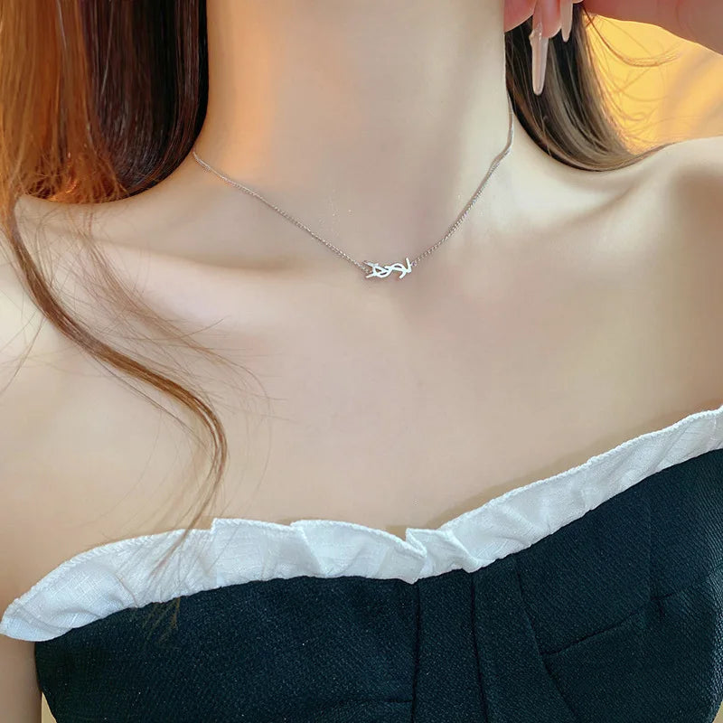 Silver Needle Metal Style Letter Earrings, French Minimalist And High-end Bracelet, Niche Fashion, Light Luxury Temperament