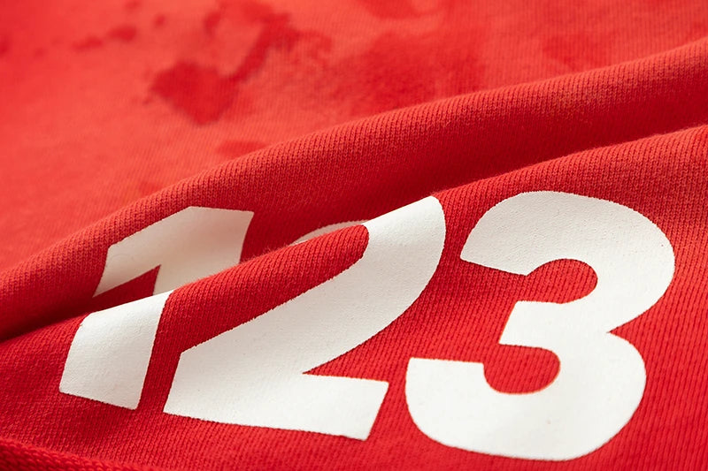 RRR123 2024 New Sports Shorts Heavyweight Washed Graffiti Print Vintage Drawstring Capris Casual High Street Loose Curled Y2K