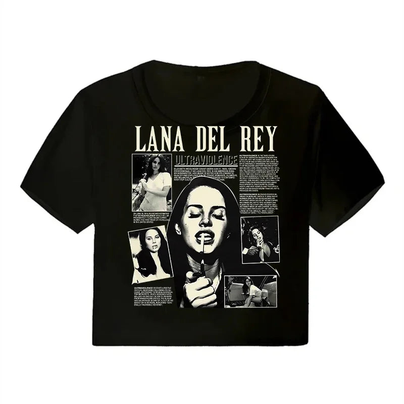 Crop Top Lana Del Rey Ldr Sailing Graphics T Shirt Cropped Harajuku Women Vintage Short-Sleeve T-Shirt Streetwear Female Tshirt