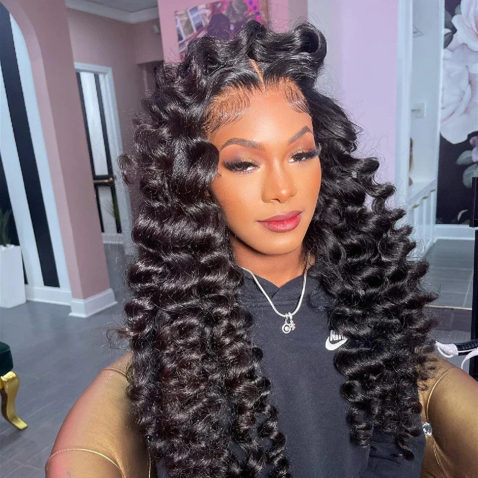30 40Inch Human Hair 13x6 13x4 HD Lace Frontal Wig Brazilian Loose Deep Wave Curly Human Hair 360 Full Lace Front Wig Preplucked