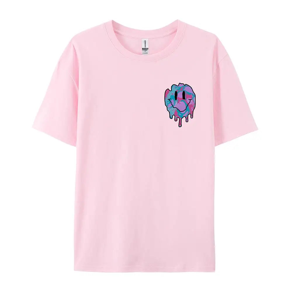 Funny Smile Face Print Female Tshirt Street Casual All Match T-Shirt Fashion Soft Clothes Hip Hop Breathable Tee Shirts Women