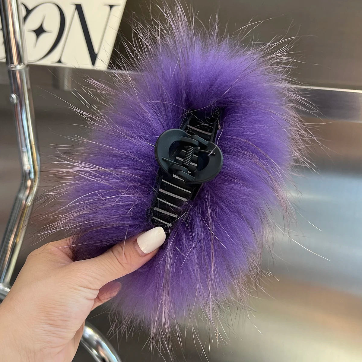 New Jelly Color Fox Fur Hair Clip Woman Claw Clip For ladies Sweet Hair Ornament Hair Hold Headband Fur Hairpin Hair Accessories