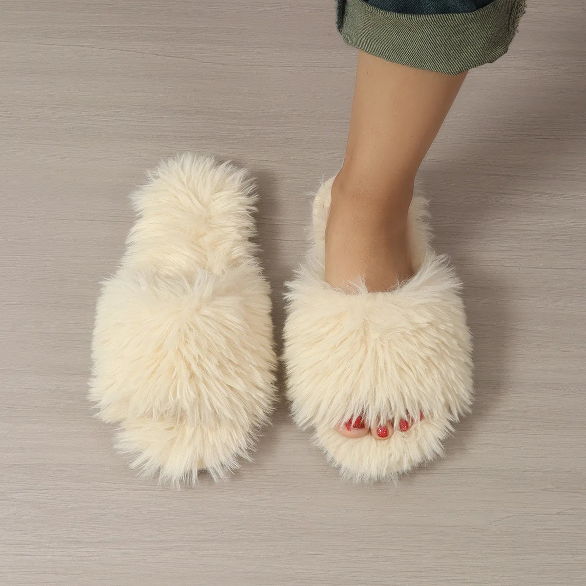 Women's Indoor Slippers 2024 Autumn and Winter New Plush Home Lazy Slippers Anti-Slip Durable Fashion Warm Sandals Slippers