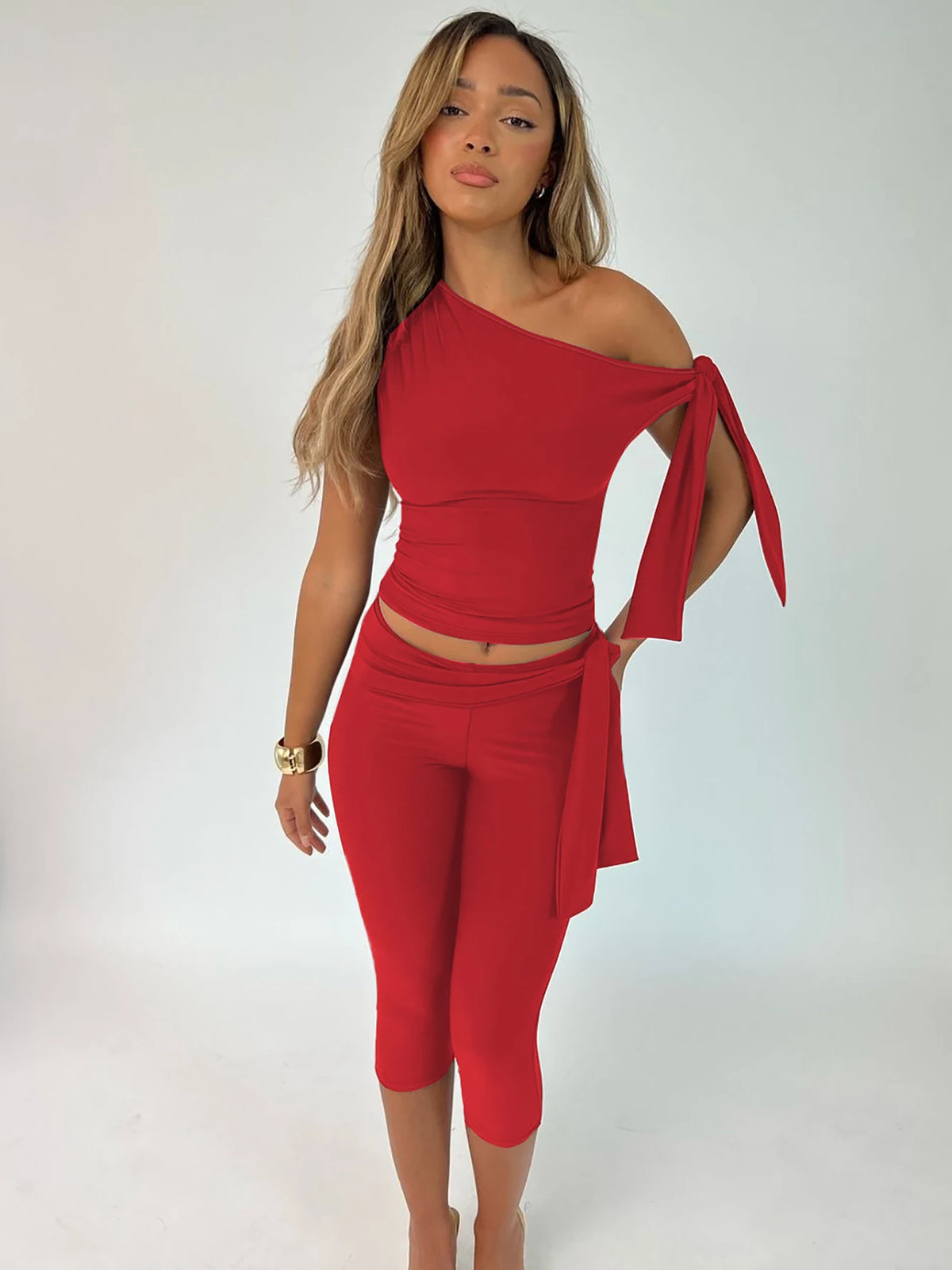 Dulzura Sexy Elegant Lace Up 2 Piece Shorts Set Diagonal Collar Sleeveless Bodycon Crop Top And Shorts Matching Set Party Club
