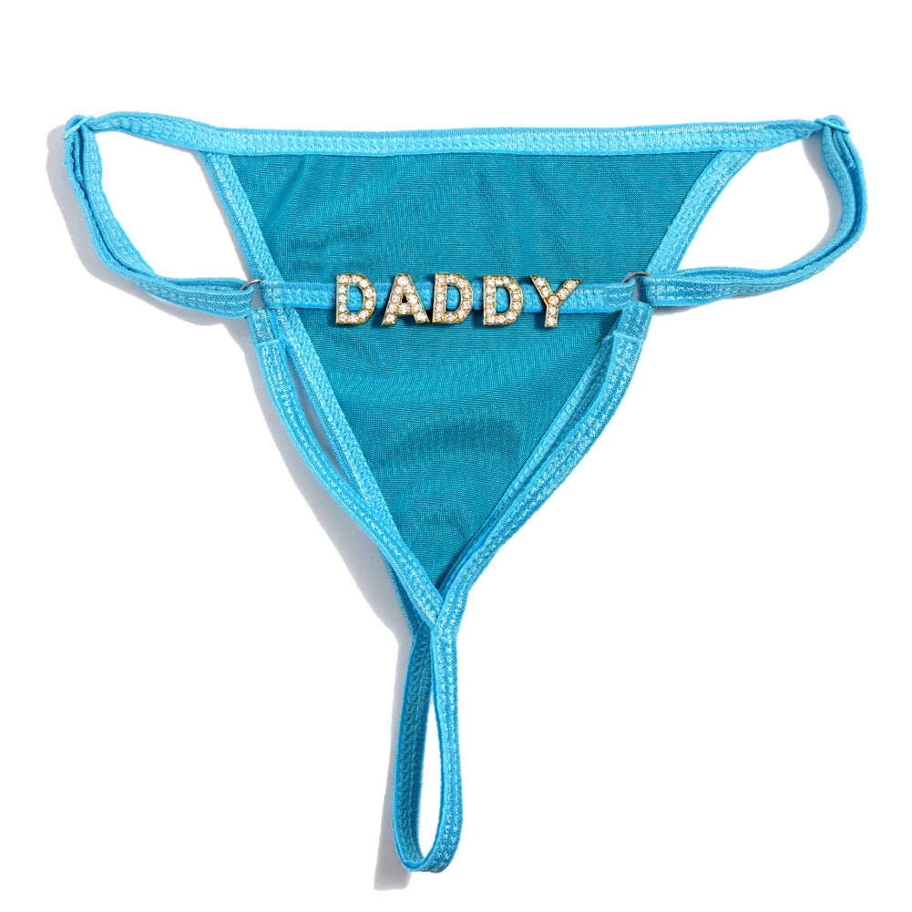 Sexy Solid Color Thong Customized Crystal letter Panties for Women Personality DIY Name Underwear Intimates Girls Gift