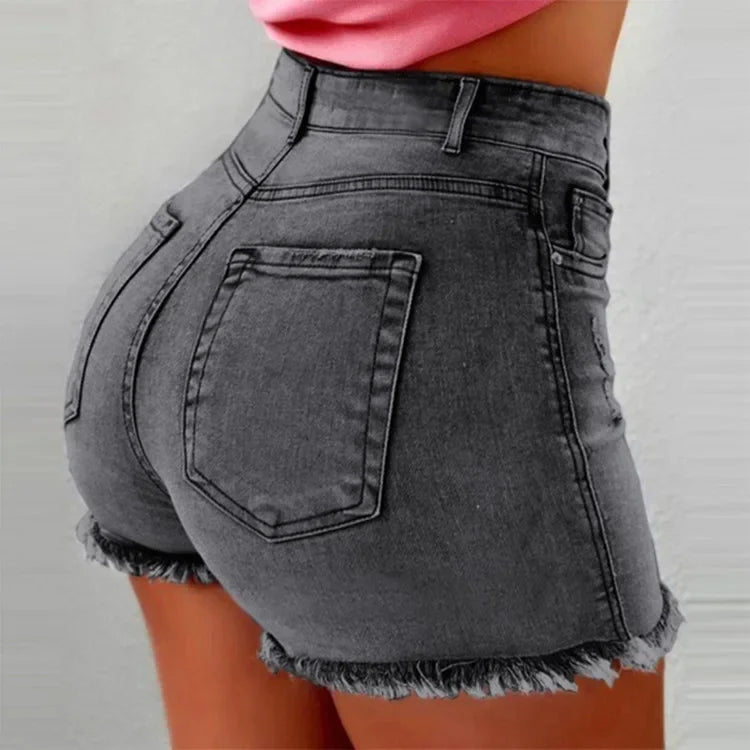 High Waist Hot Pants Women's Jeans Available in Multiple Colors Women's jeans Stretch Shorts Stretch Tassel Distressed