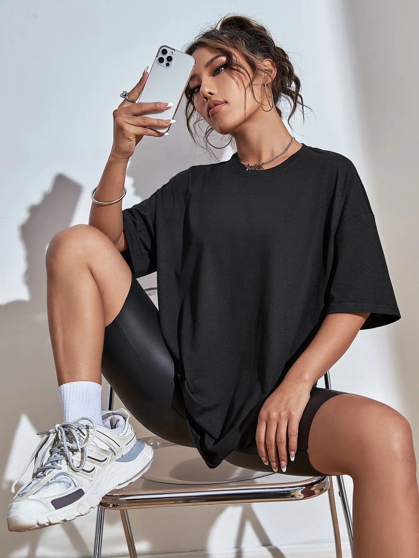 I Said Never Cotton Print Woman Tshirt Oversized All-Matchtee Shirt Aesthetic Soft Clothes Round Neck Sport Comfortableclothes
