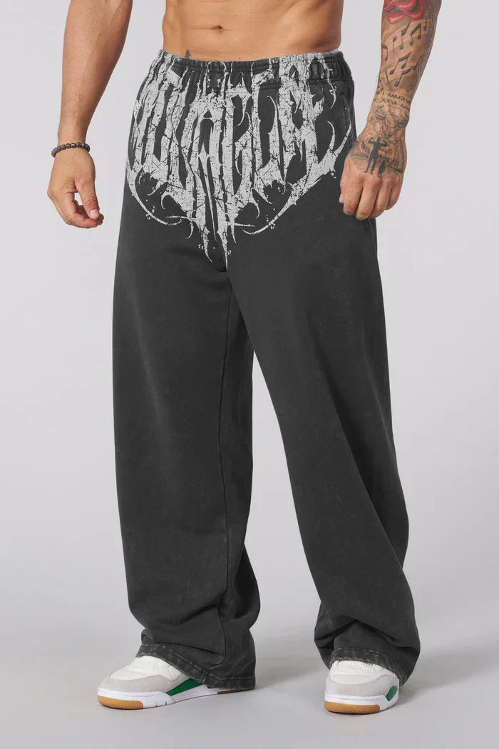 American Style Men's Sports Pants Joggers Muscle Fitness Casual Long Pants Loose Straight Pants Street Fashion Trendy Men's Pant