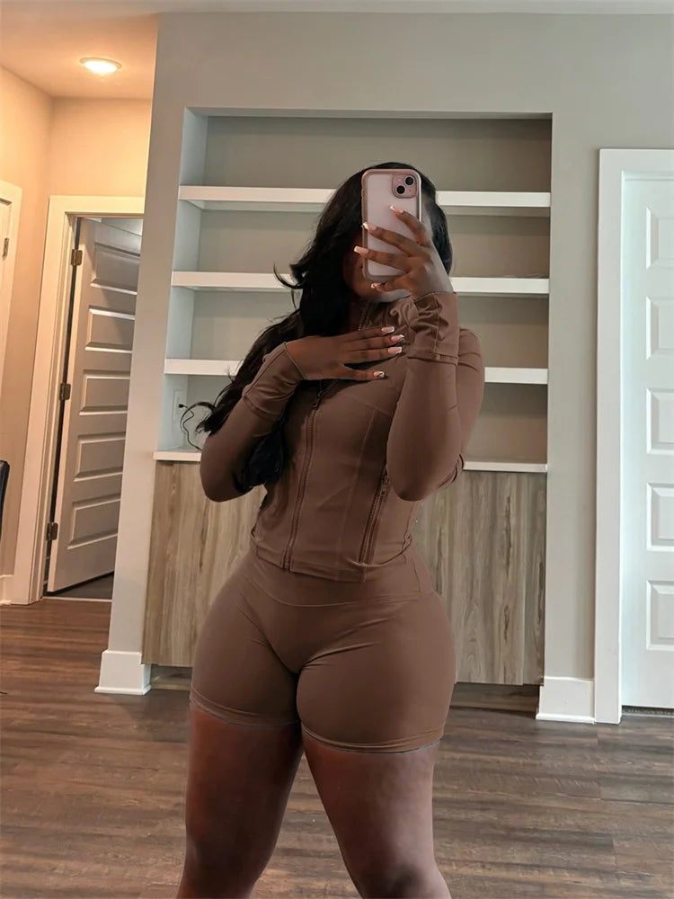 Women's Cropped Jacket and Shorts Tracksuit