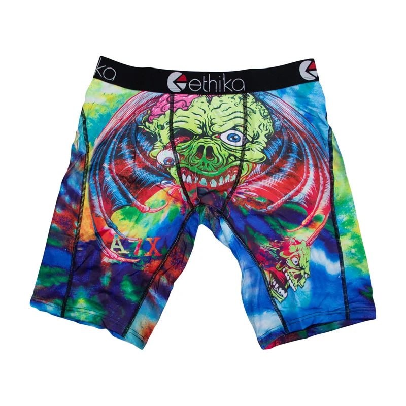 ETHIKA 1Pcs Men Underwear Boxers Breathable Mesh Crotch Man Underpants Plus Size L-3XL Mens Panties Printed Men's Boxers Briefs