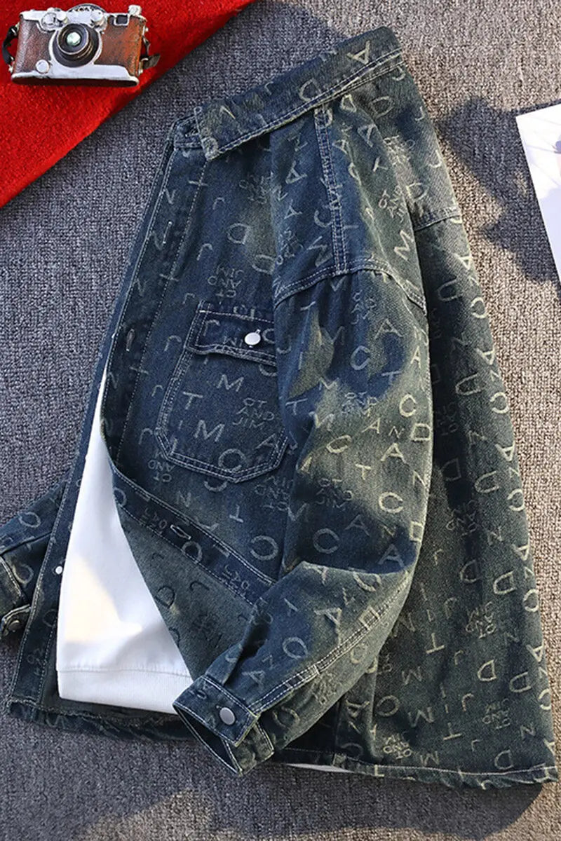 High Quality 2025 Spring Autumn Men's Cotton Denim Jackets Casual Youth Streetwear print Denim Coats Loose Tops Clothing