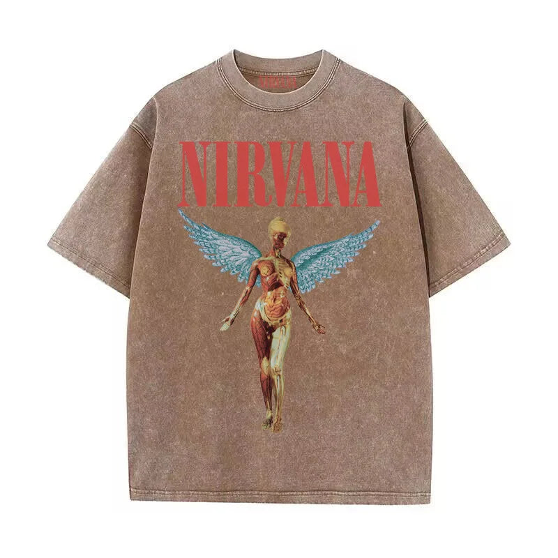 Nirvana Kurt Cobain Vintage Washed Retro Tie-Dye Loose Fit T-Shirt