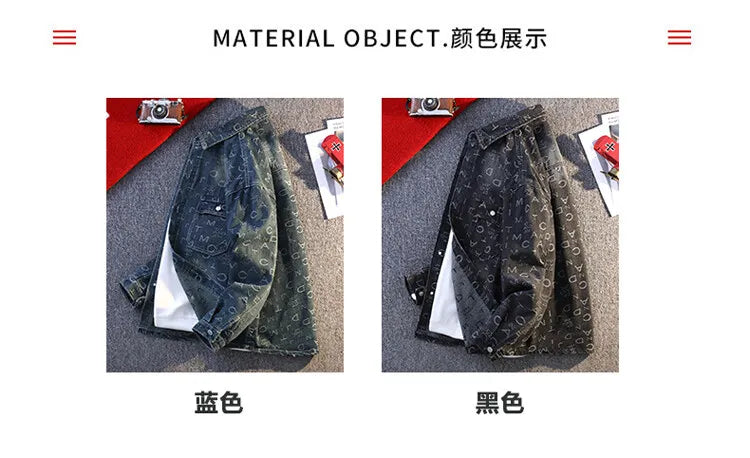 High Quality 2025 Spring Autumn Men's Cotton Denim Jackets Casual Youth Streetwear print Denim Coats Loose Tops Clothing